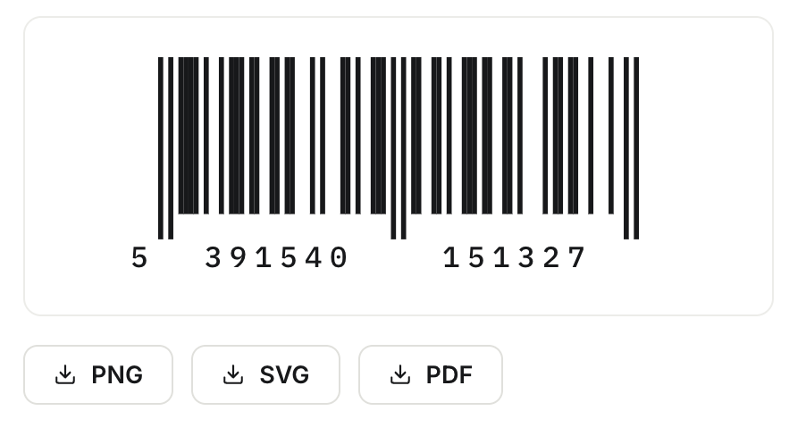 A placeholder screen showing PNG, SVG, and PDF export actions.